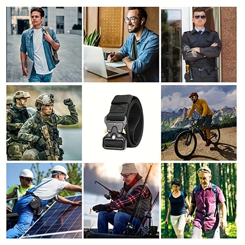 Men's Black Tactical Multi-Function Belt for Hunting and Outdoors 2 Pack