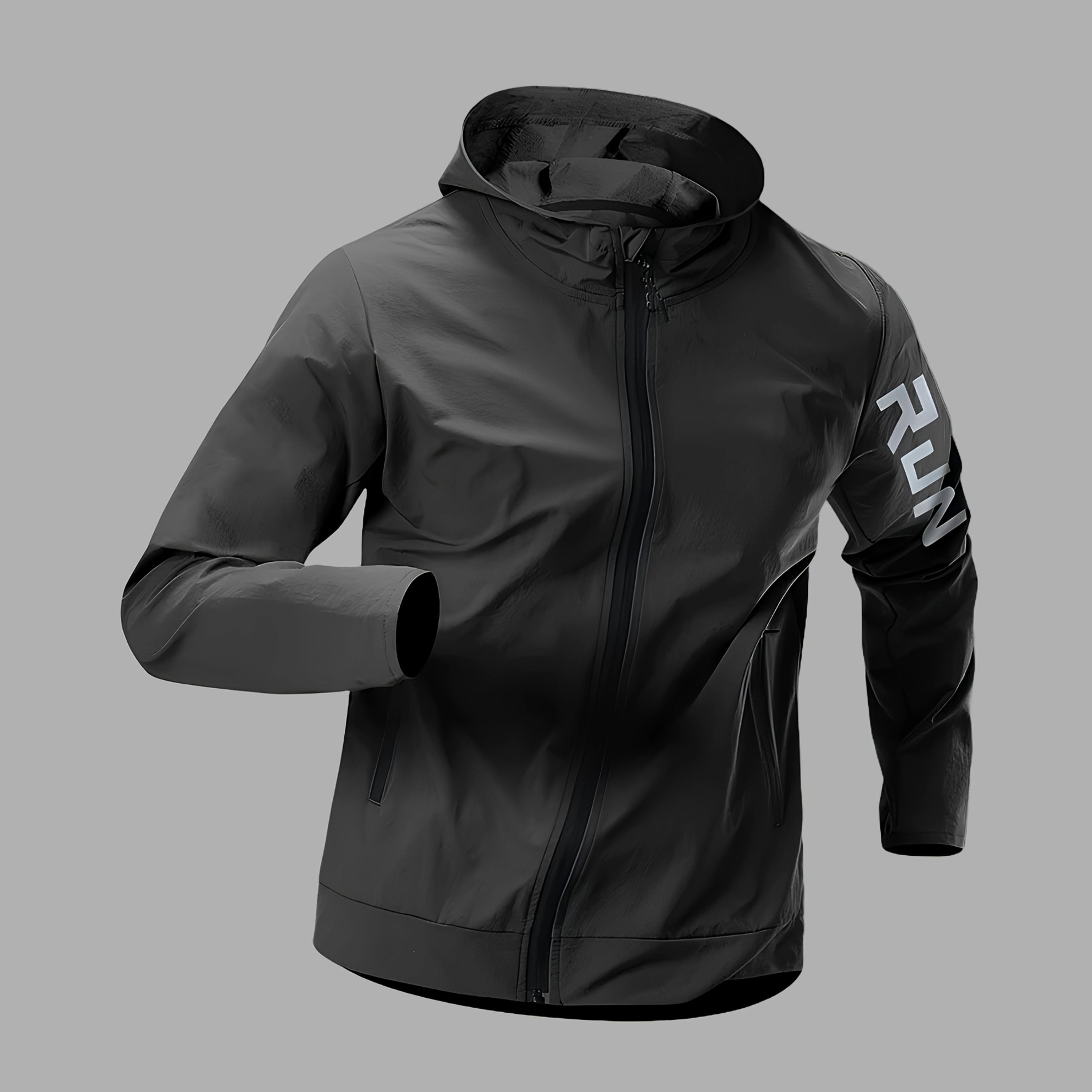 Chaqueta con capucha para hombre de poliamida y spandex, patrón de letras, con cremallera, para actividades al aire libre como senderismo y running, ideal para primavera y otoño.