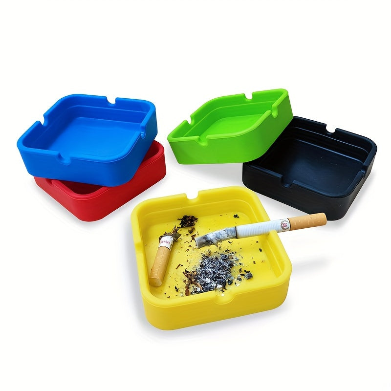 Unisex Silicone Square Ashtray Solid Color Anti-Drop Ash Storage Box