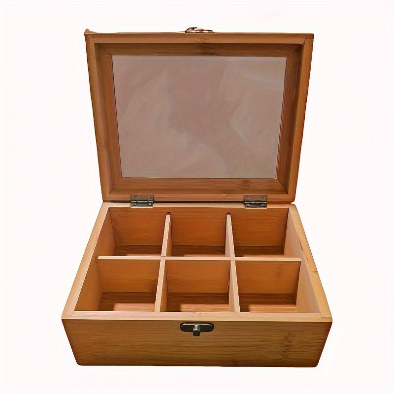 Bamboo Storage Box for Tea and Coffee Kitchen Organizer