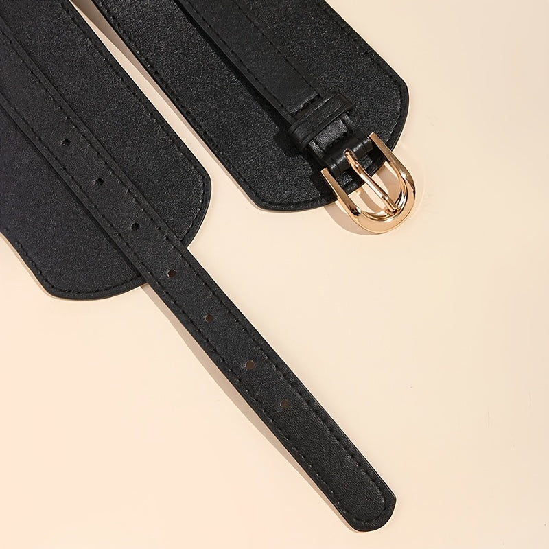 Ayollar uchun qora keng kamar, punk pin tokchasi va PU belbog' bilan