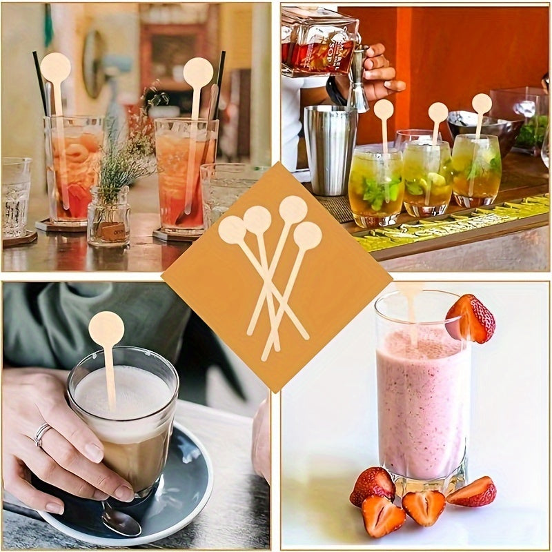 Pack of 50 15cm Wooden Coffee Stirrers Natural Biodegradable Beverage Stirring Sticks