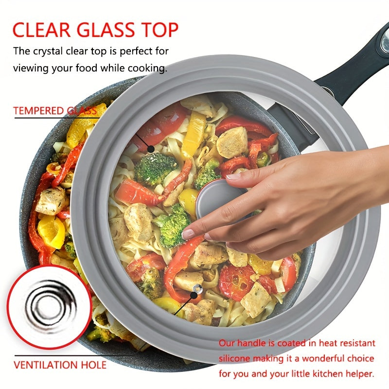 Silicone Universal Lid for Cookware Fits 7-12 Inch Pots Pans Skillets Heat Resistant Glass Cover