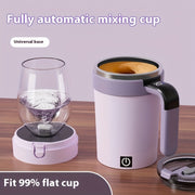 Self-Stirring Travel Mug with Temperature Display and Straw Creamy White