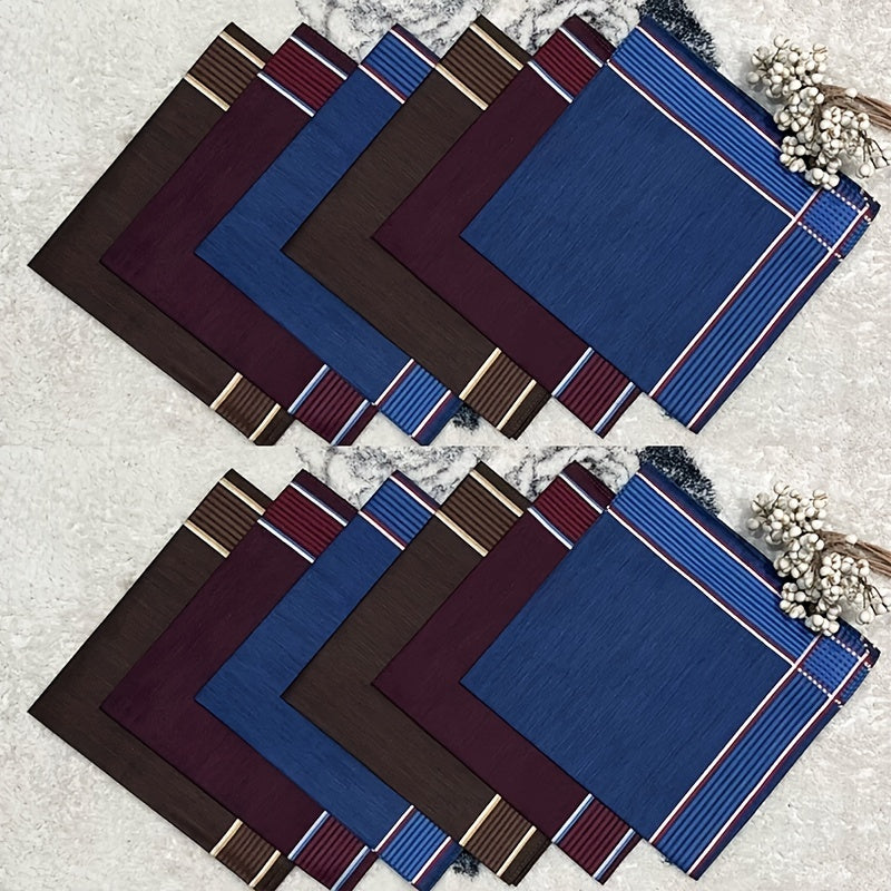 Juego de 12 pañuelos de tela oscuros para hombres, para bolsillos de traje y toallitas para el sudor