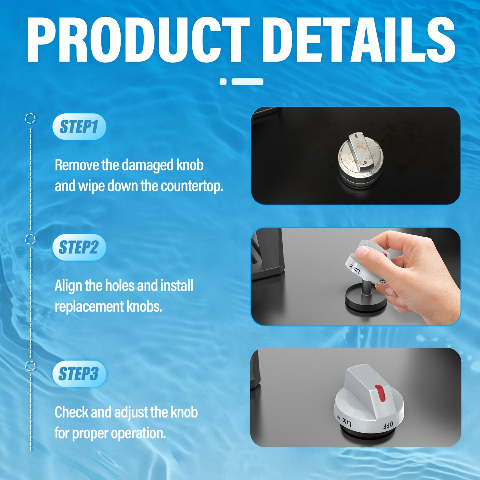 Stainless Steel Gas Stove Knob Replacement Set for Samsung NX60 Series