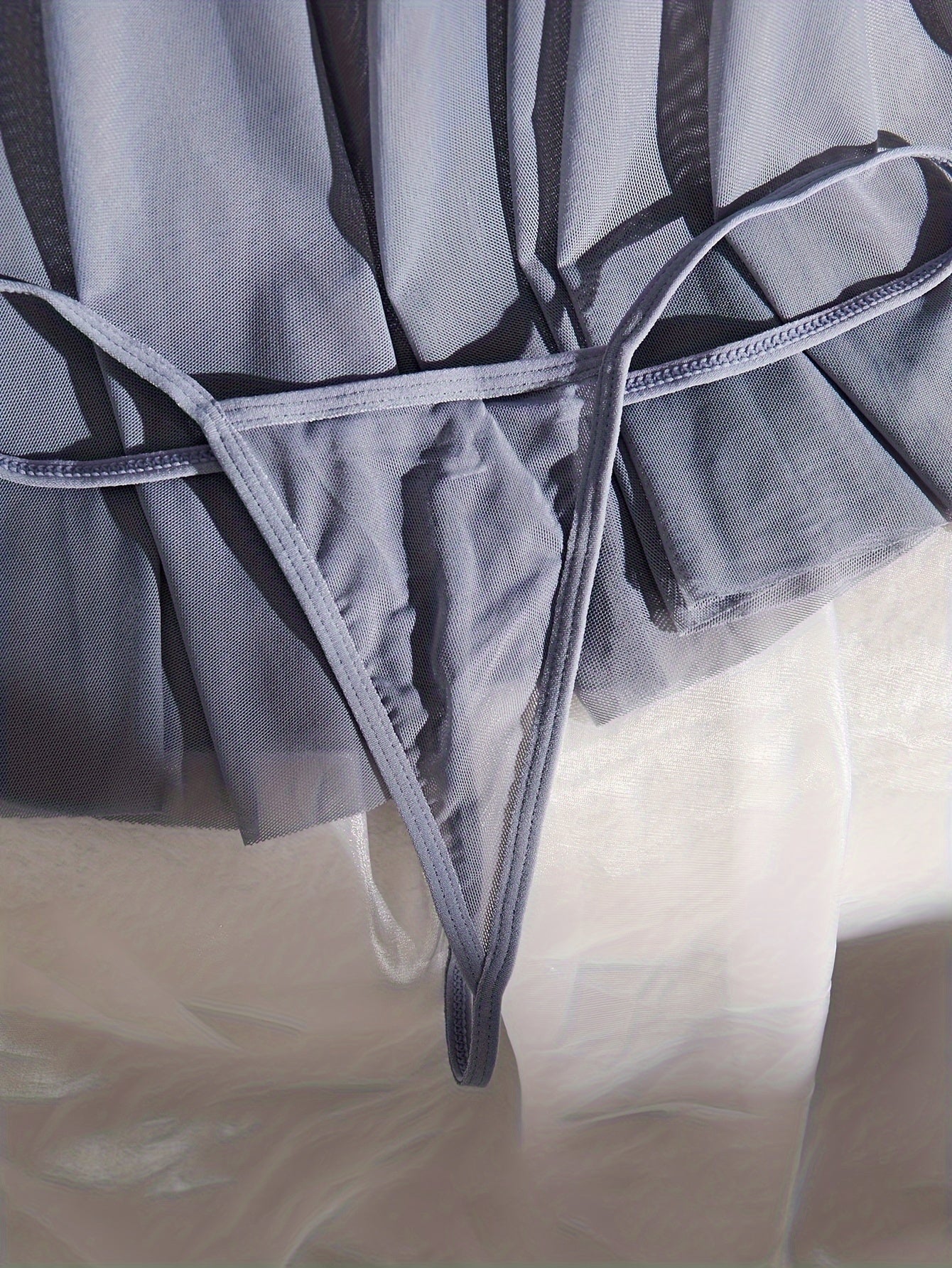 Conjunto de camisón y babydoll de encaje y malla para mujer con tanga