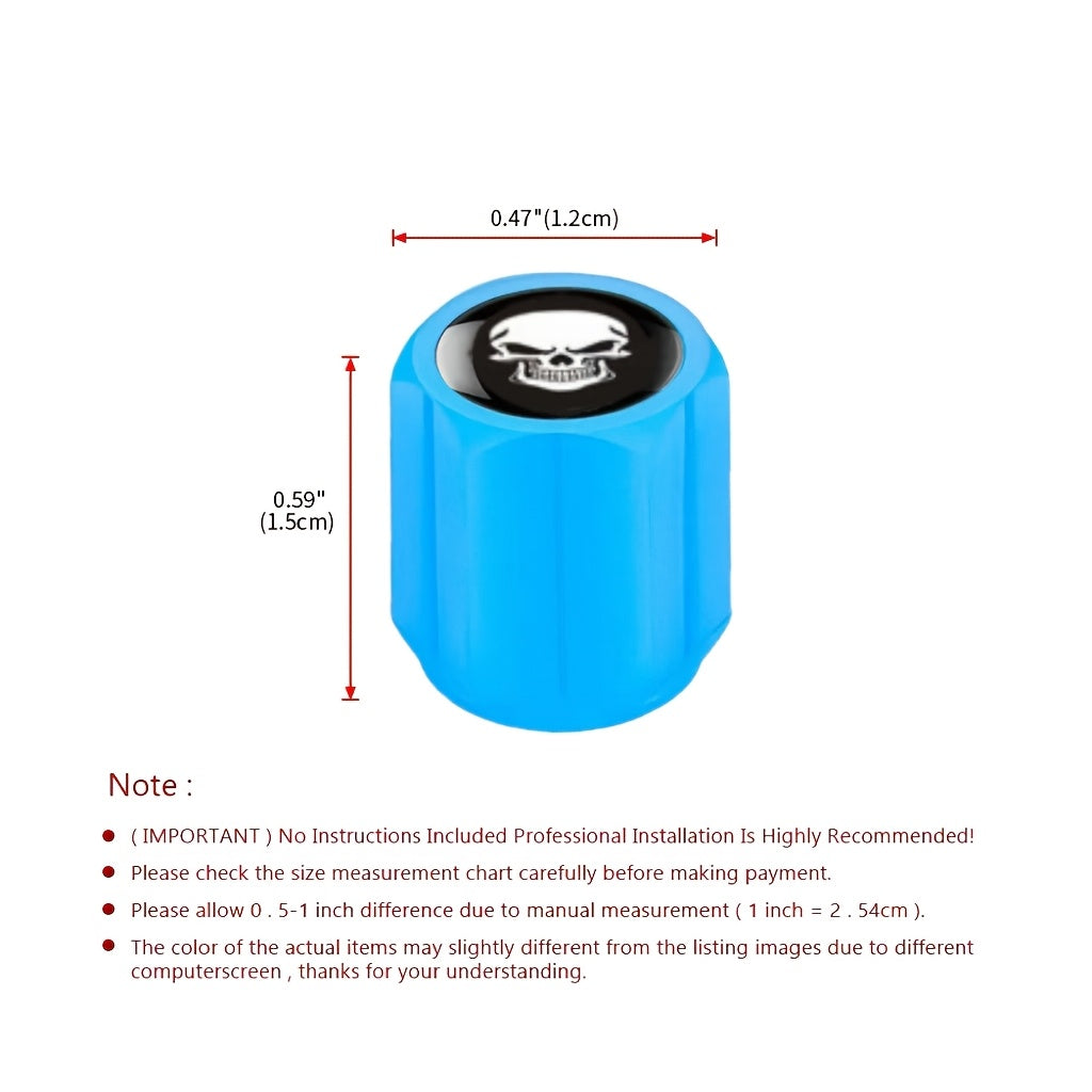 4/8 Pcs Fluorescent Skull Tire Valve Covers Night Glow Car Motorcycle Truck Bicycle