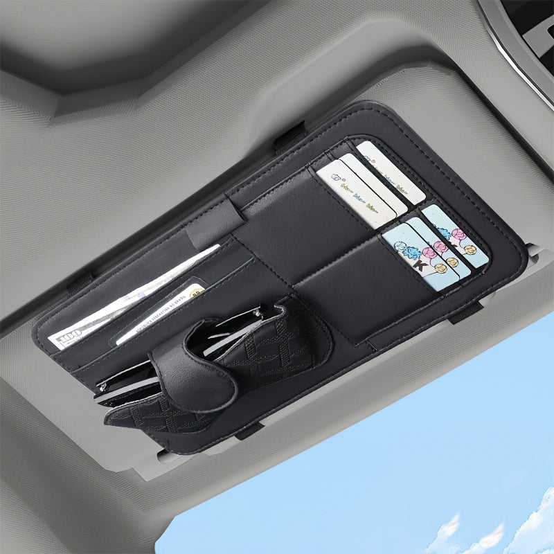 Car Sun Visor Organizer with Multiple Pockets Credit Card Slots Universal Fit