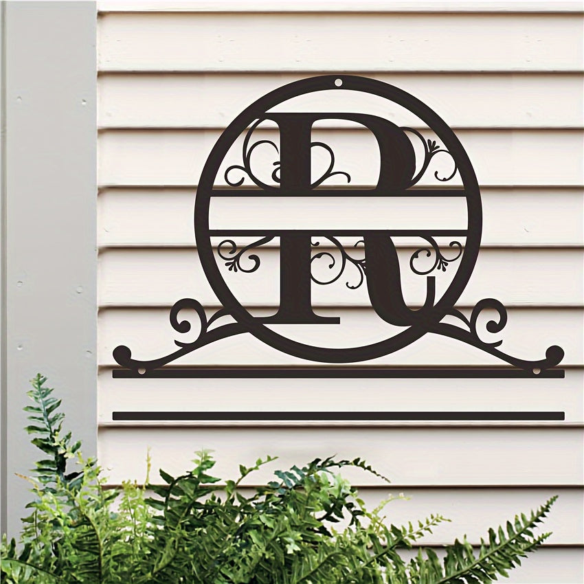 Maxsus metall oilaviy nom yozuvi bilan monogram va familiya, ob-havo sharoitiga chidamli, bardoshli va teksturali yakuniy uchun uy bezaklari