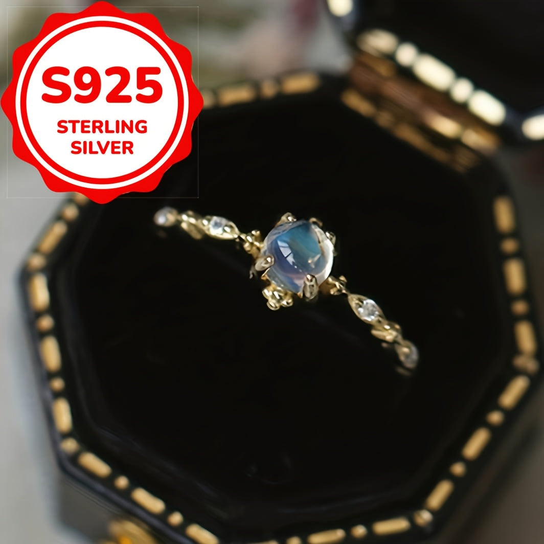 Women’s Gold Plated Geometric Ring with Four-Prong Design