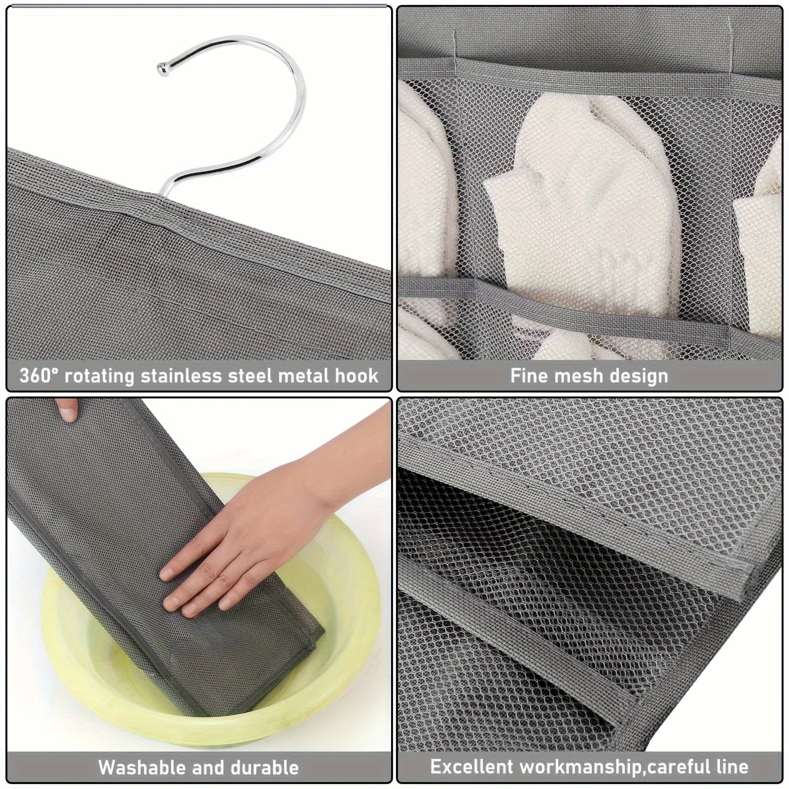 Double-Sided Closet Organizer with Mesh Pockets for Wardrobe Storage Space-Saving Bag