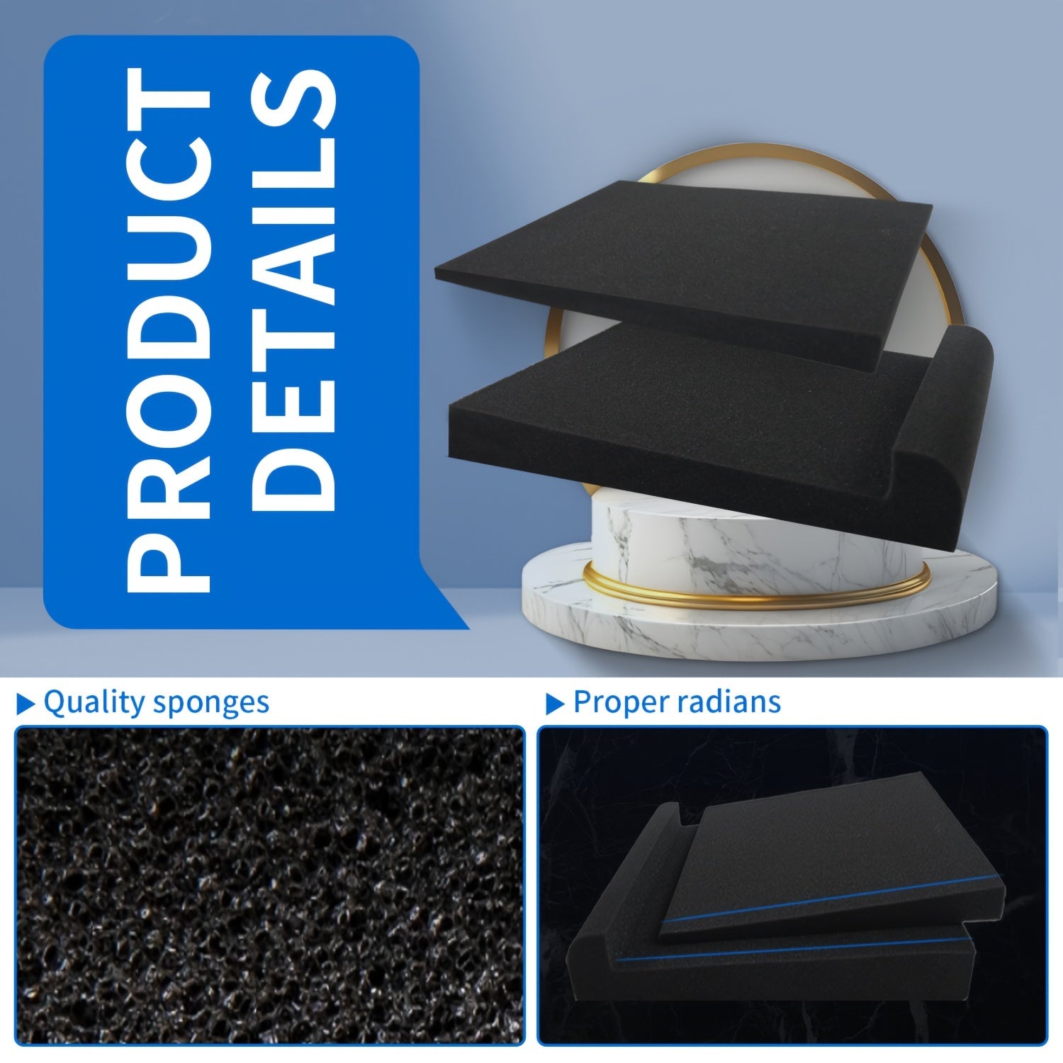 Yuqori zichlikdagi dinamik izolyatsiya yostiqlari, 2 juft, ovoz sifatini yaxshilash va subwoofer izolyatsiyasi uchun.