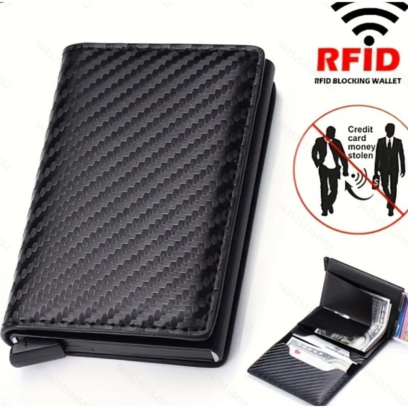 Men's RFID-Blocking Aluminum Alloy Wallet with Multiple Card Slots and Sleek Metal Design