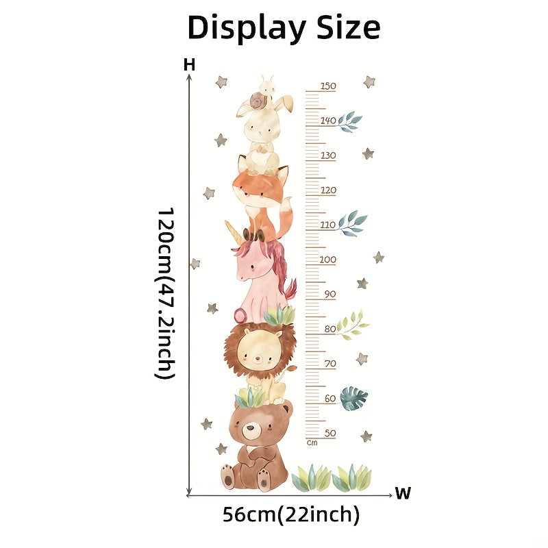 Cartoon Animal Height Measurement Wall Decals for Kids Room Decor