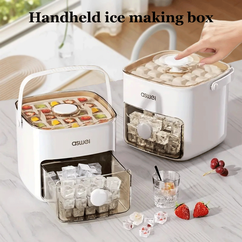 Portable Handheld Ice Maker Compact Square Ice Cubes 22.68KG/24H for Cocktails and Beverages