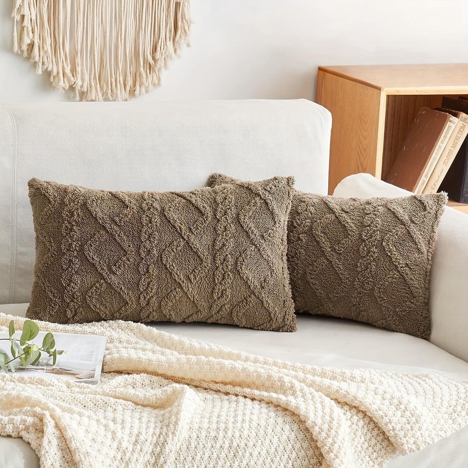 Blue and White Herringbone Throw Pillow Cover with Zipper Closure, Machine Washable Polyester