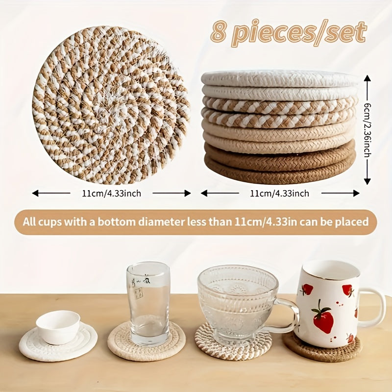 Set of 4 Absorbent Fabric Drink Coasters with Non-Woven Lining for Home Decor