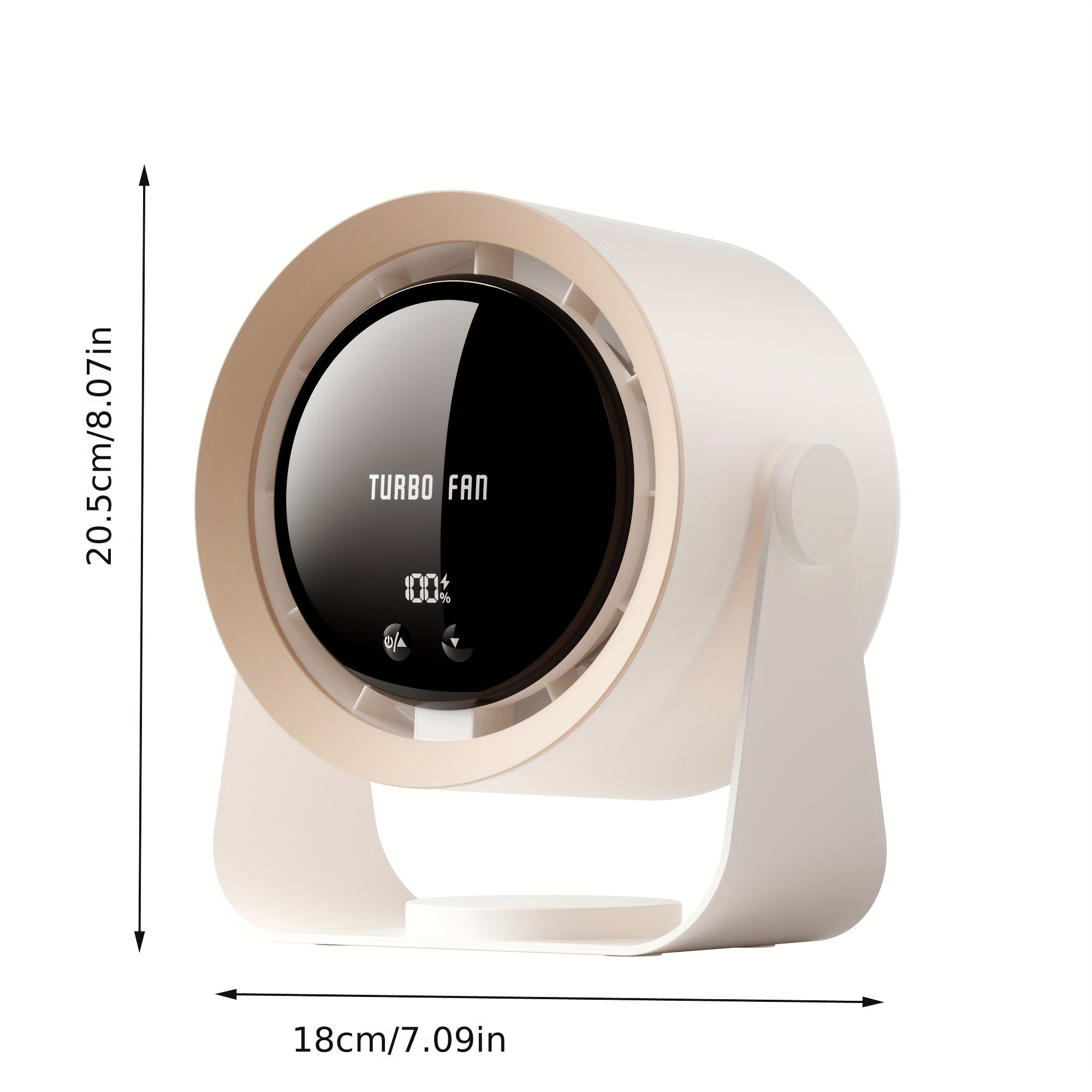 Portable Turbo Fan with USB Rechargeable Battery, Digital Display, Strong Airflow