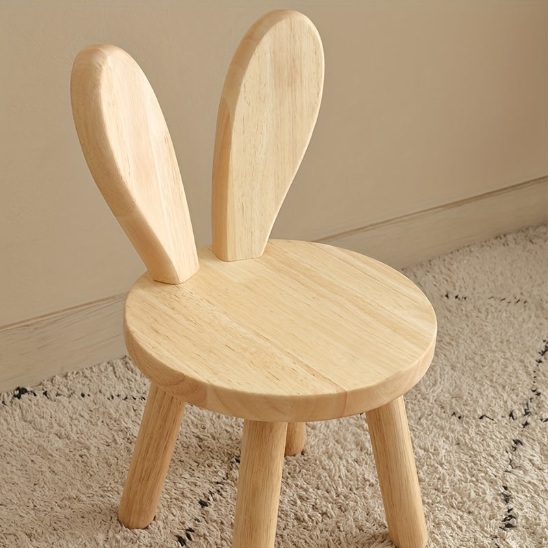 Taburete de madera con orejas de conejo para zapatos, decoración de habitación, muebles para niños