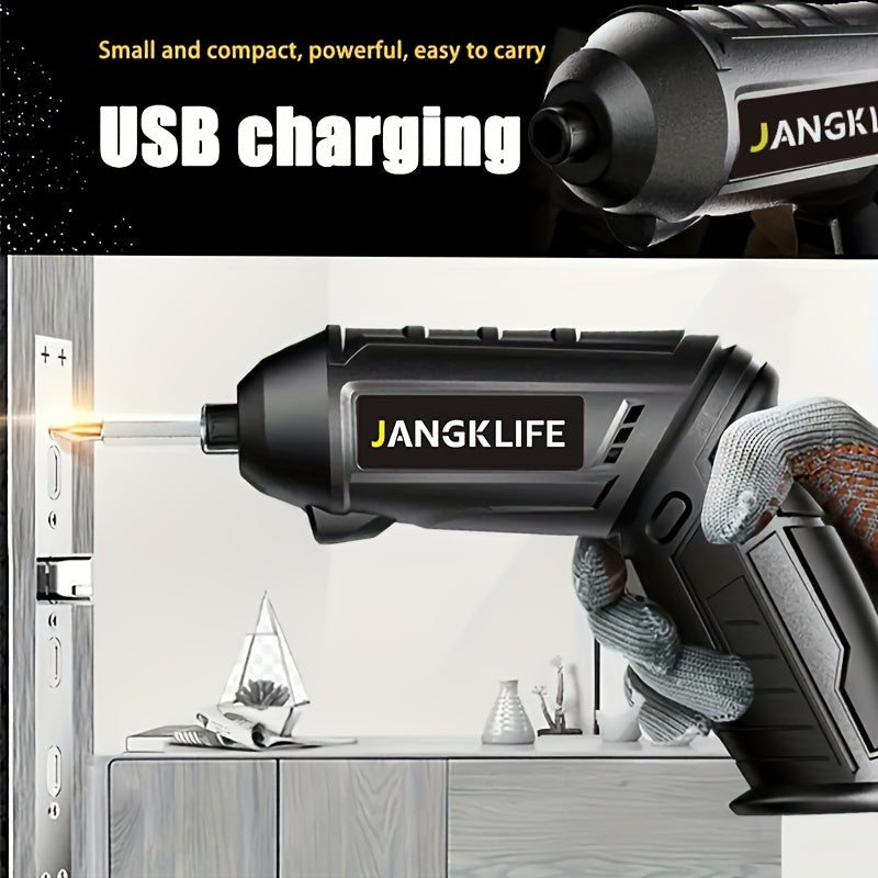 16-Piece Cordless Electric Screwdriver Set with 90° Rotatable Drill Rechargeable Lithium Battery and LED Light