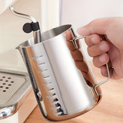 Stainless Steel Frothing Cup with Scale for Latte Art, Espresso and Milk Tea