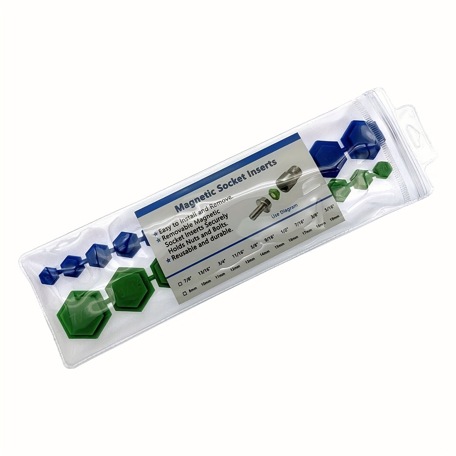 21pcs Magnetic Socket Insertion Tool Set SAE Metric Hexagonal Assorted Sizes