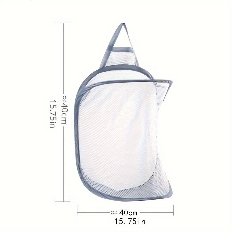 Polyester Hanging Laundry Hamper with Handle Wall-Mounted Clothes Organizer for Bathroom or Home