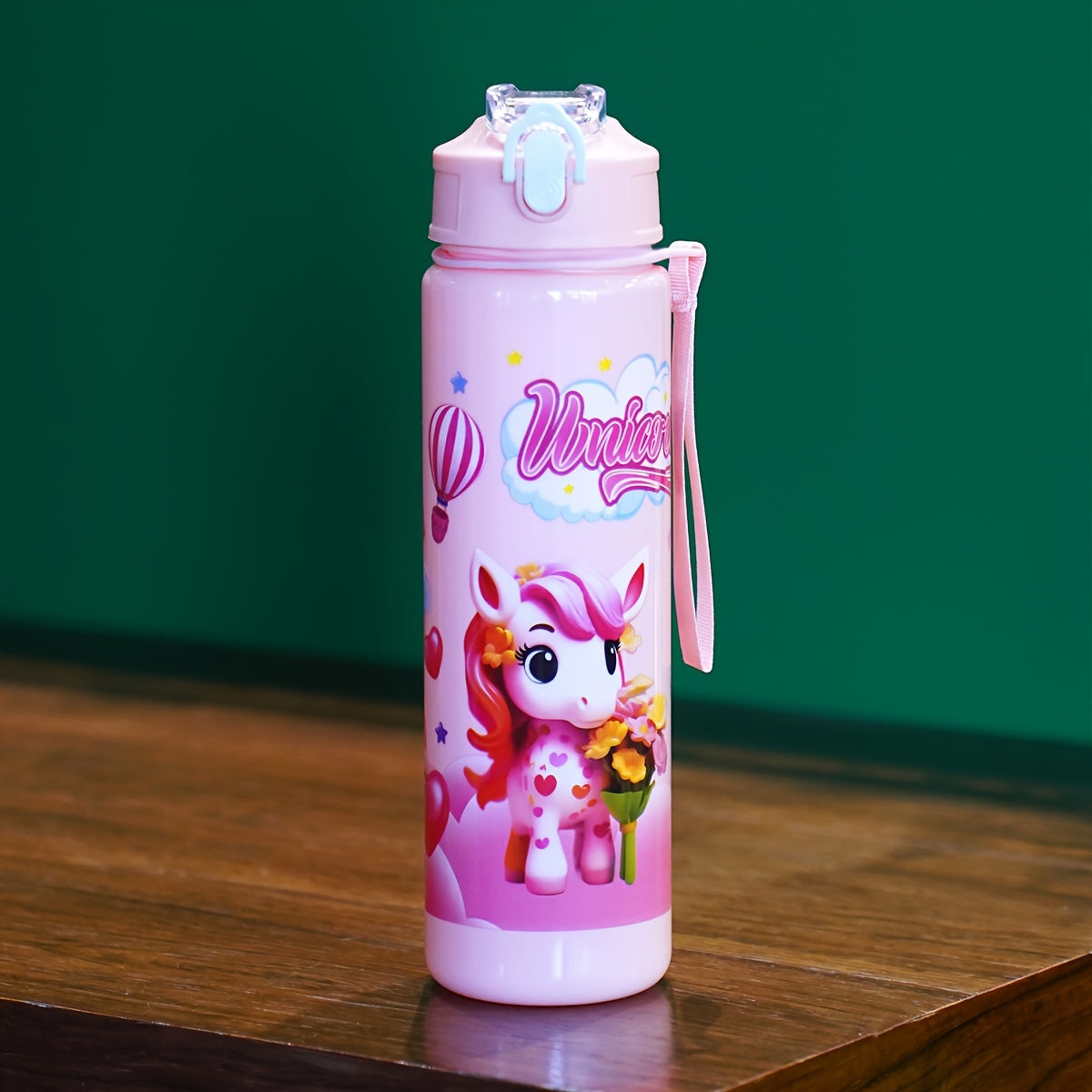Cartoon 25oz Leak-Proof Shaker Bottle with Straw for Outdoor Activities