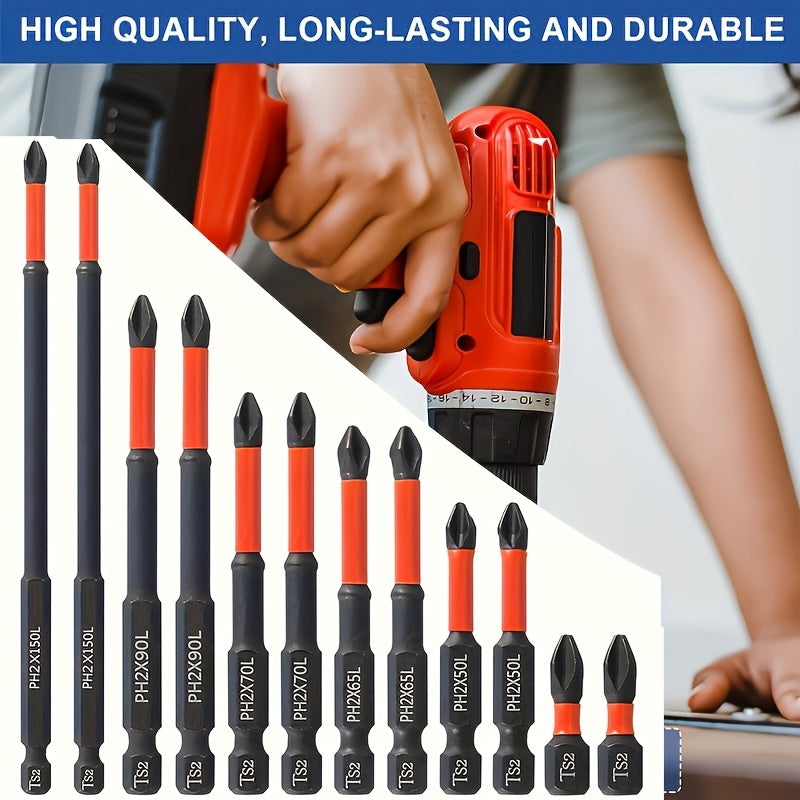 6Pcs Magnetic Anti-Slip Drill Bits S2 Steel 1/4 Inch Hex Set
