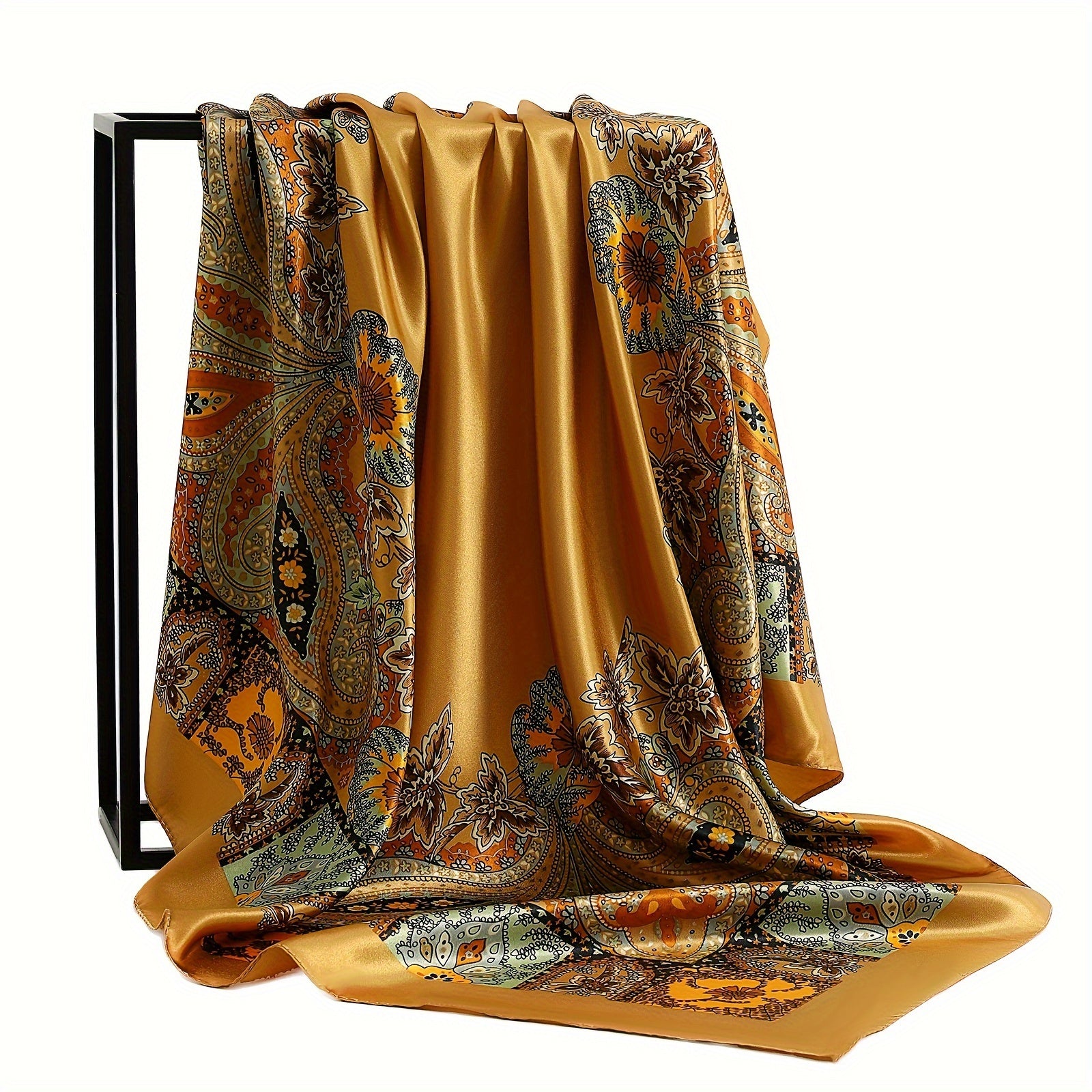 Unisex 90x90cm Polyester Printed Square Scarf Windproof Sun Protection Shawl for All Seasons