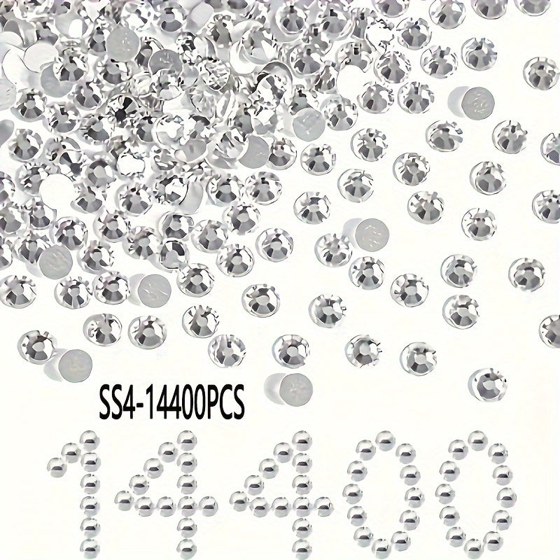 14400 Shisha Kristalli Flatback Rhinestones uchun Tirnoq San'ati, kiyim-kechak, poyabzal, sumkalar SS3 dan SS34 gacha