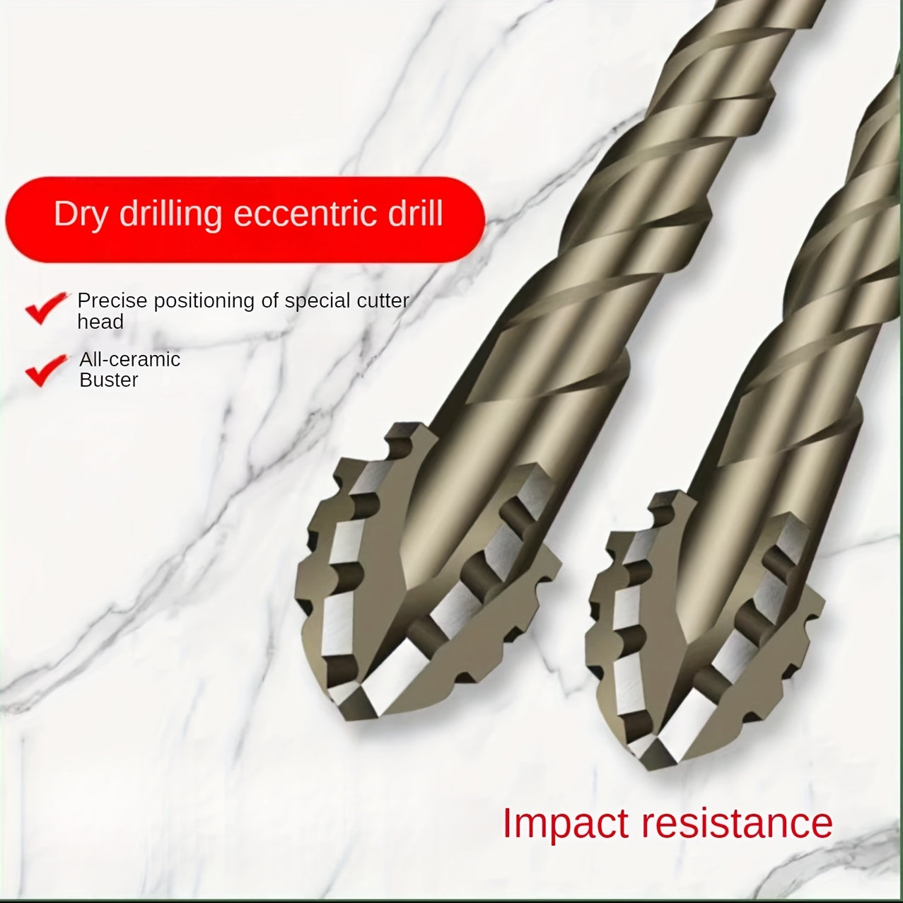 Carbide 4-Teeth Sawtooth Offset Drill Bit for Ceramic Tile Cast Iron Concrete Hex Shank