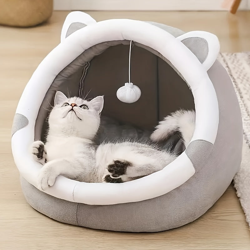 Cat Bed with Toy Ball Non-Slip Spacious Cozy for Cats