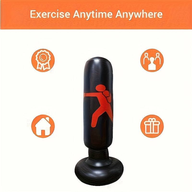 Детский надувной бокс с подставкой и перчатками для карате и кикбоксинга черный с красным