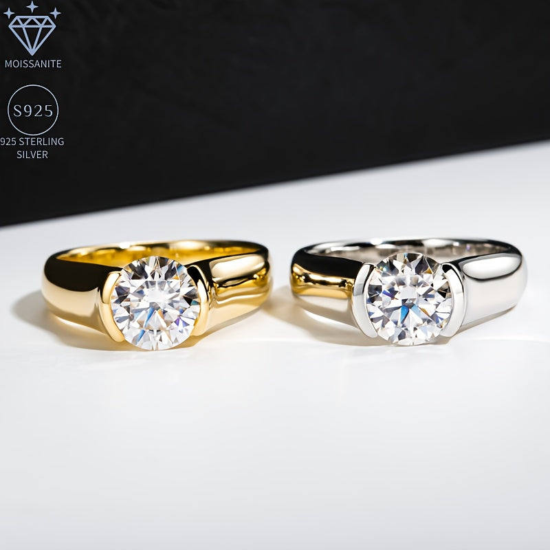 Унисекс обручальное кольцо с моссанитом 2 карата из стерлингового серебра с гвоздиковым закреплением, свадебные украшения