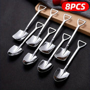 Set of 4 or 8 Stainless Steel Coffee Scoops Shovel Shape for Tea Ice Cream Kitchen