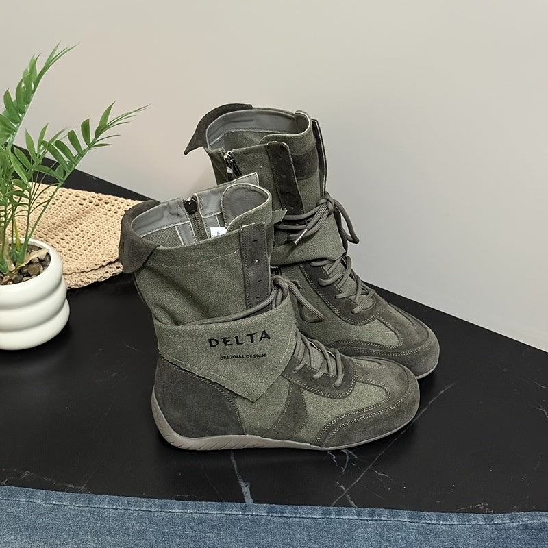 Women's Mid-Calf Boots Soft Fabric Leather Outdoor Casual Autumn Footwear