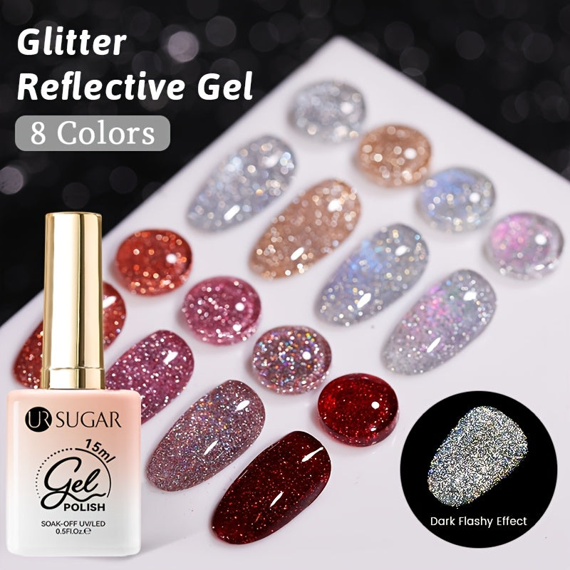 Reflective Glitter Top Coat Gel Nail Polish Colorful Sparkling Varnish