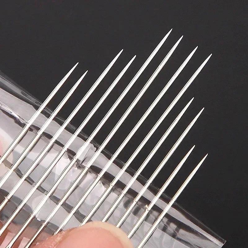 12pcs Stainless Steel Hand Sewing Needles, White Side Hole Pins, DIY Craft