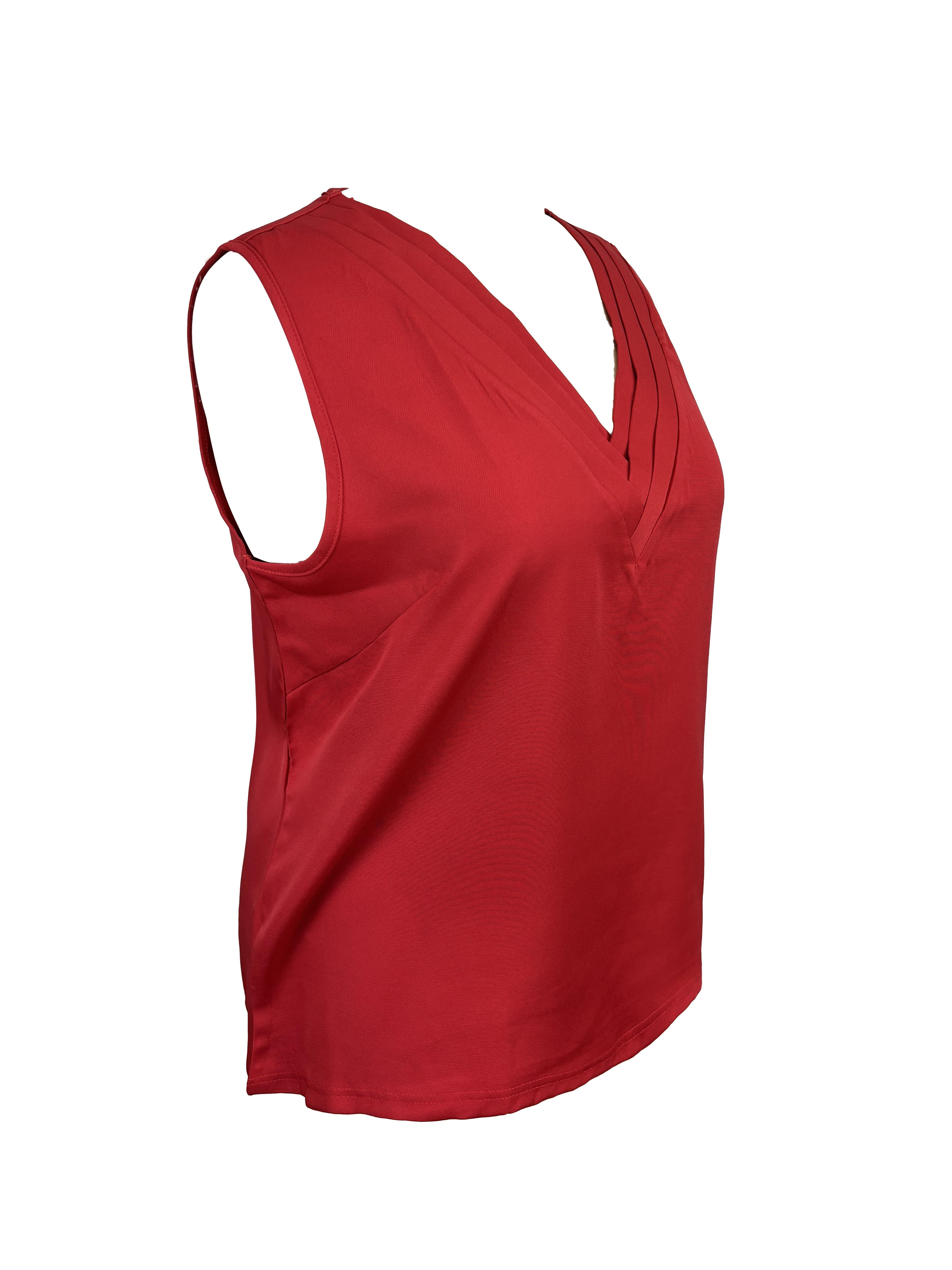 Women's V-Neck Tank Top Breathable Polyester Spandex Summer Solid Color