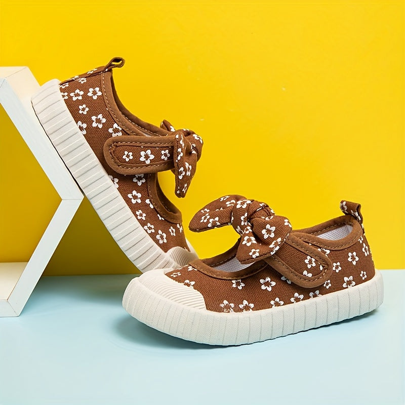 Girls' Color Block Sneakers with Bow Knot Lightweight Non-Slip Rubber Sole