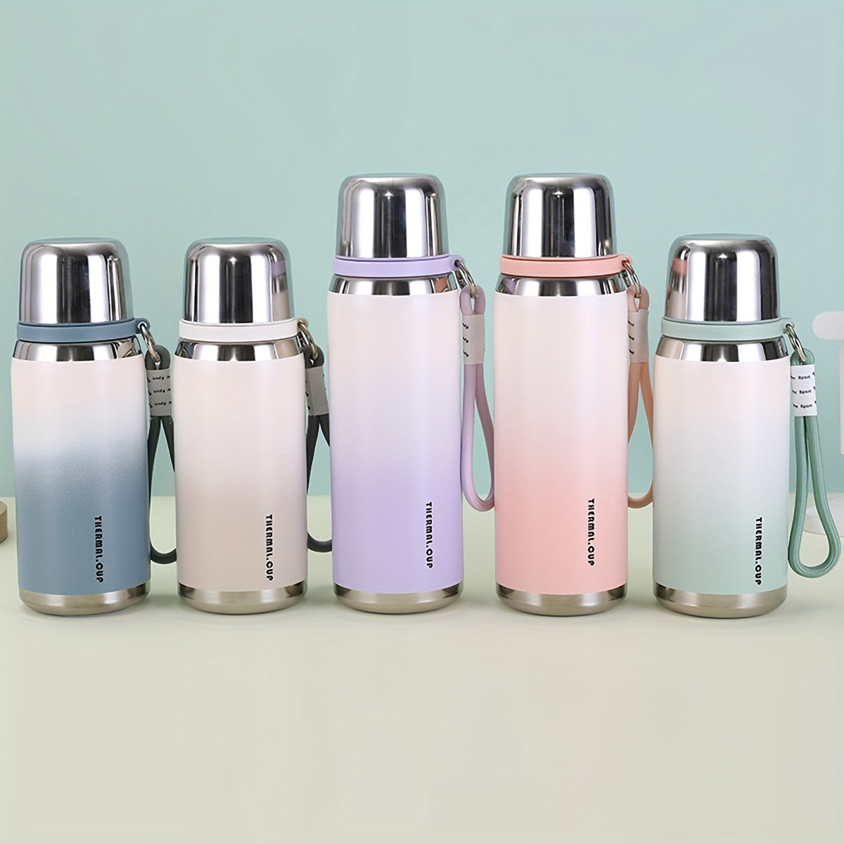 Gradient Stainless Steel Water Bottle 600ml Insulated Durable with Lid