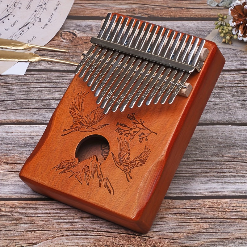 Kalimba de 17 tonos para pulgar para principiantes con barra de sonido de madera y bolsa Amarillo 14+
