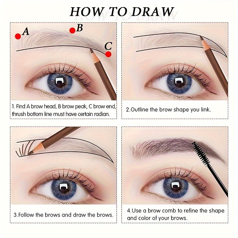 Women Waterproof Eyebrow Pencils 3 Pack Long-Lasting Brown Black