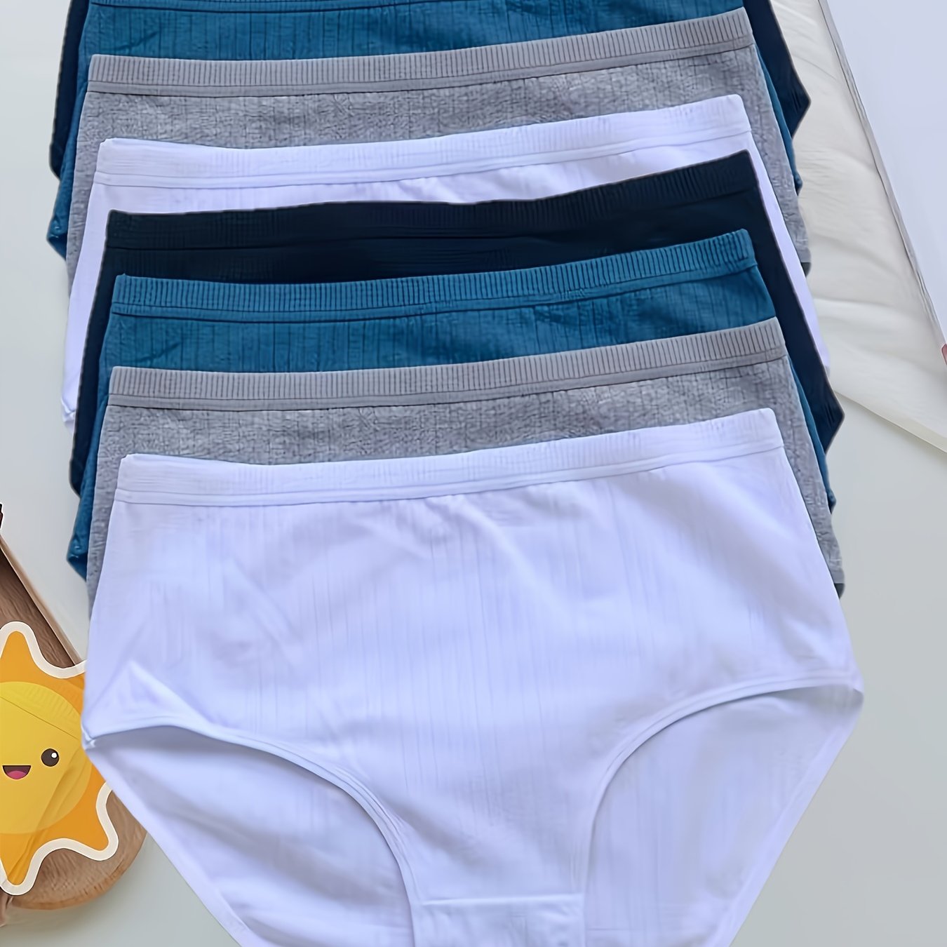 Women's Seamless Ribbed Cotton Briefs 8-Pack High Waist Comfortable Underwear