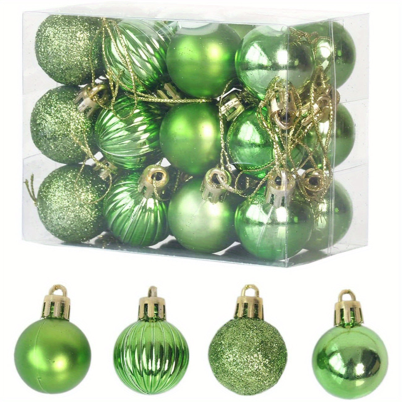 Small Christmas Tree Ornaments 24 Pack Decorative Balls for Holiday Decoration