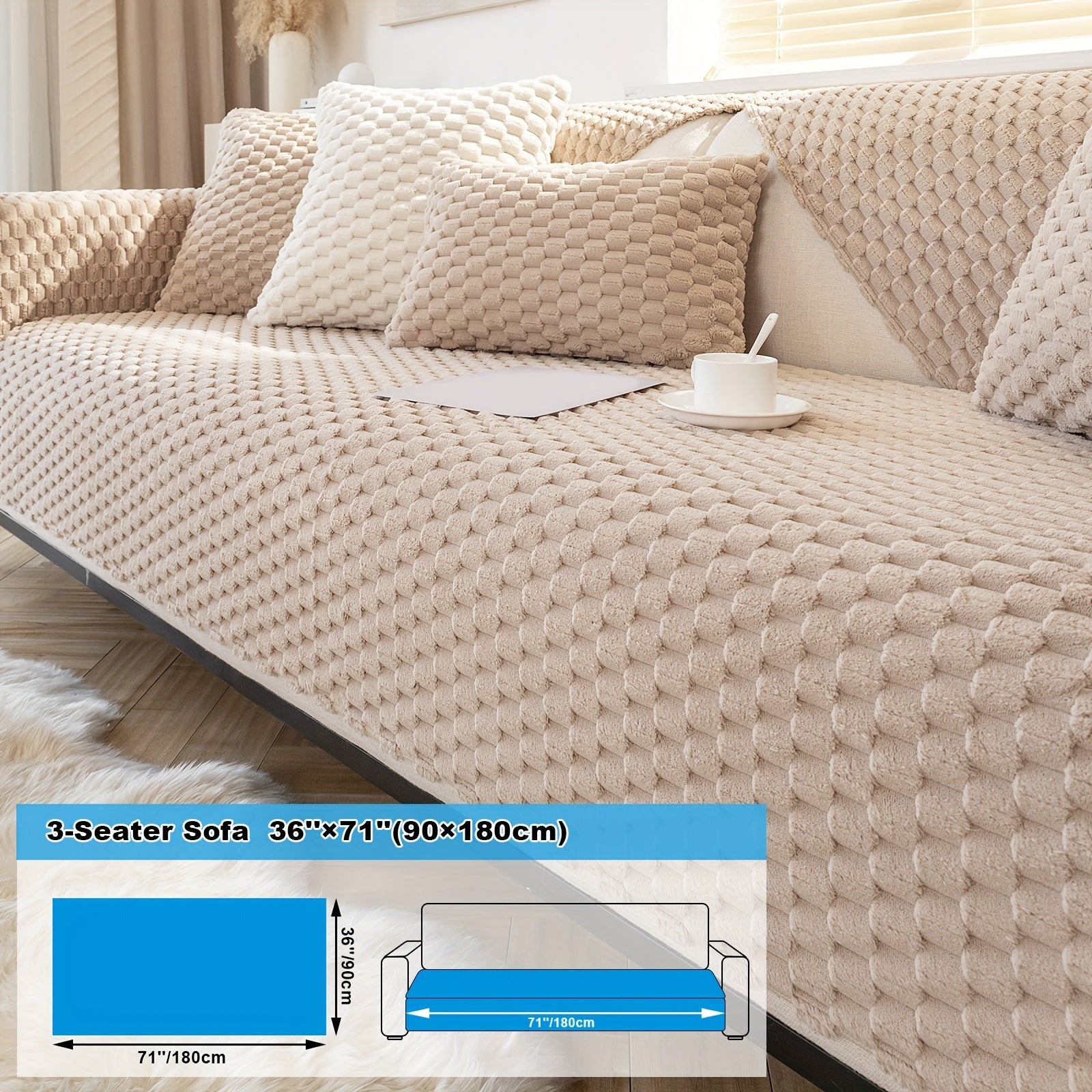 Velvet Sofa Cover Non-Slip Pet-Friendly Thick Furniture Slipcover for Armchairs and Sectionals