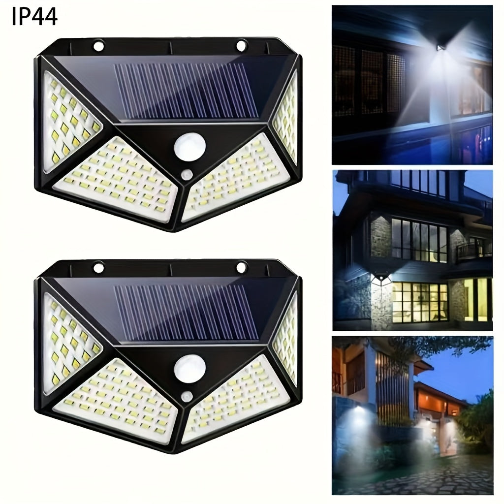 Solar Wall Light 100 LED Motion Sensor Outdoor Garden Patio Pathway 3 Modes