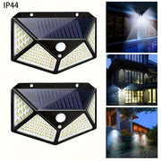 Solar Wall Light 100 LED Motion Sensor Outdoor Garden Patio Pathway 3 Modes